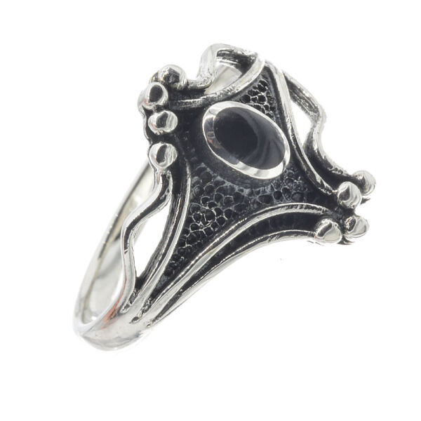 925 Sterling Silver Ring with Real Stones - Onyx - 60 (19,1 Ø) 09 US