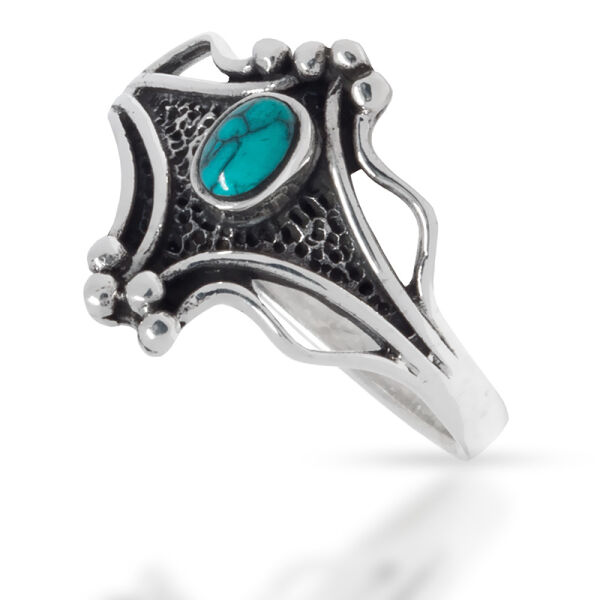 925 Sterling Silver Ring with Real Stones - Turquoise - 60 (19,1 Ø) 09 US