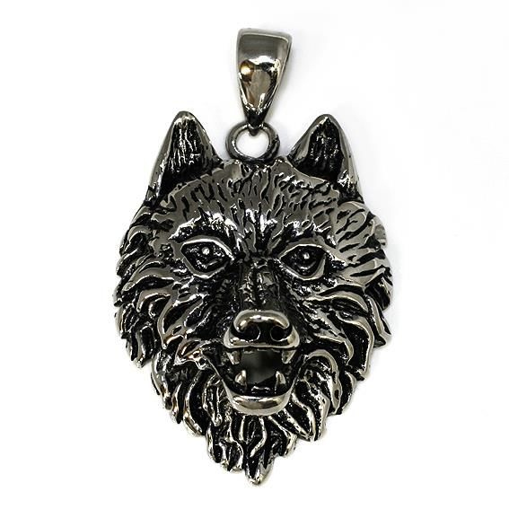 Stainless steel pendant - wolfs head