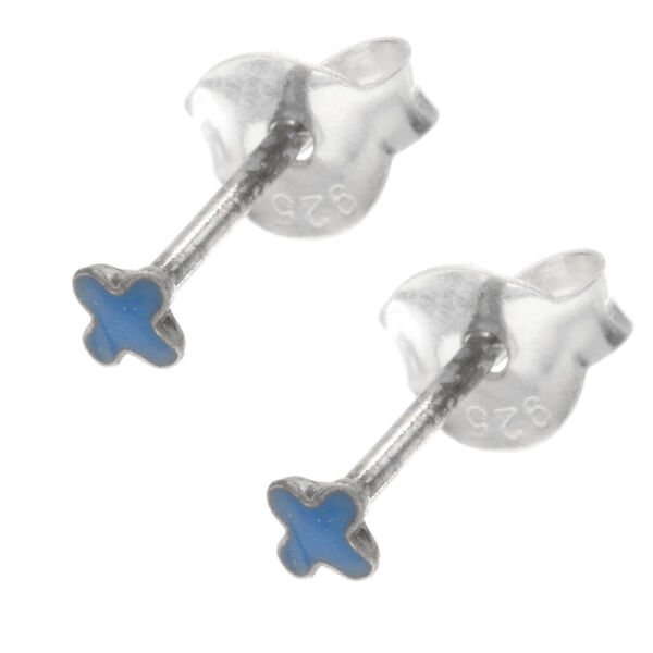 Silberohrstecker - Kreuz Blau