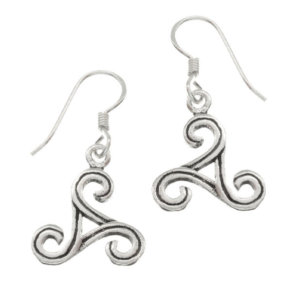925 Sterling Silberohrhänger - Keltische Triskele 15mm