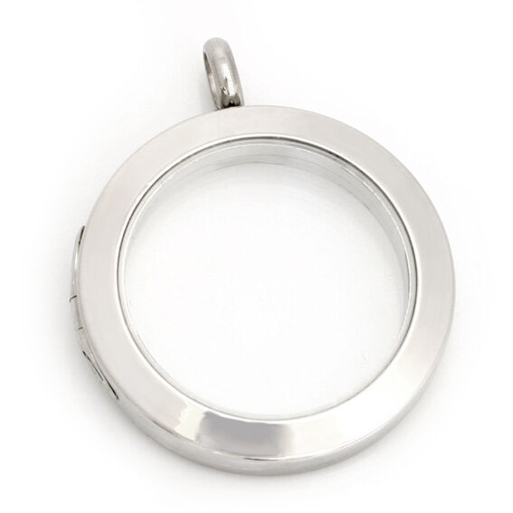 Stainless Steel Pendant - Medallion Steel-25mm-Polished-Magnetic Closure