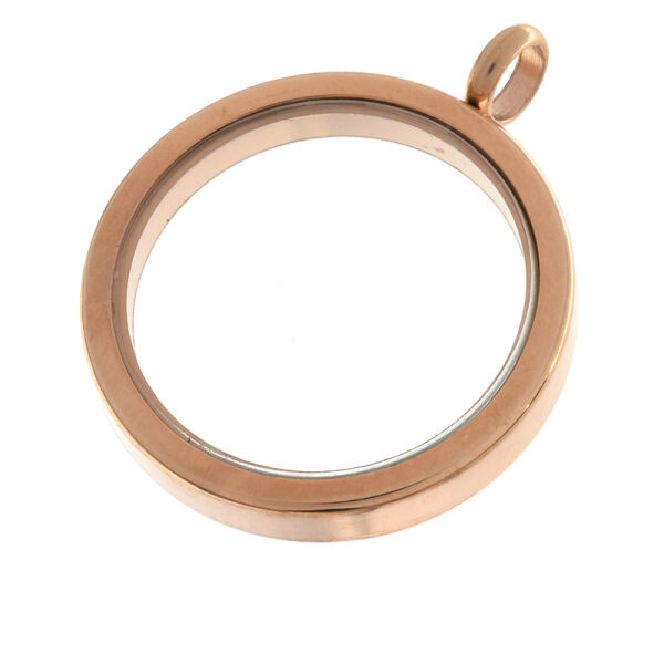 Stainless Steel Pendant - Medallion PVD-Roségold-25mm-Polished-Magnetic Closure