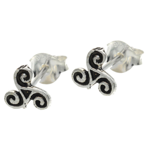 Silver ear studs - Triskele 6 mm