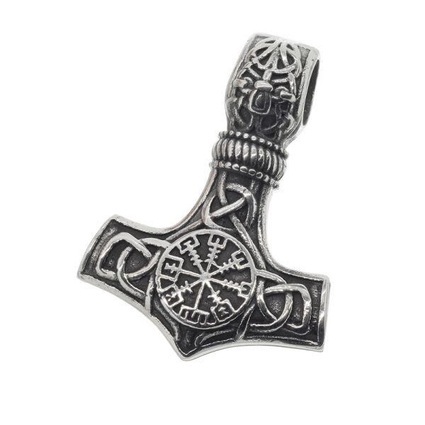 Stainless steel pendant - Vegvísir & Valknut