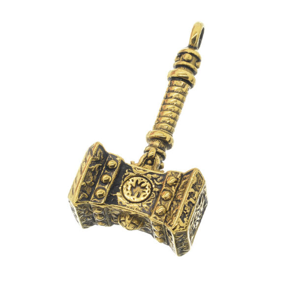 Stainless Steel Pendant - Celtic Hammer PVD - Gold-55mm
