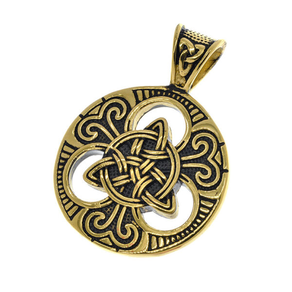 Stainless Steel Pendant Triskele “Jouko” PVD - Gold-50 mm