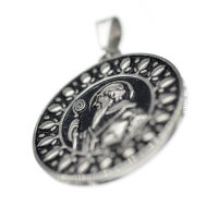 Stainless steel pendant - Benedictus medal - St Benedict Steel/Black