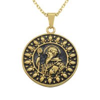 Edelstahlanhänger - Benediktusmedaille - St. Benedikt PVD-Gold/Schwarz