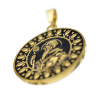 Edelstahlanhänger - Benediktusmedaille - St. Benedikt PVD-Gold/Schwarz