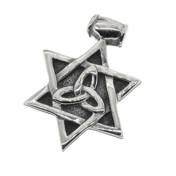 Edelstahlanhänger - Davidstern mit Triskele 47mm