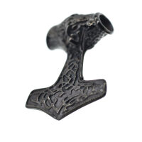 Edelstahlanhänger - Thors Hammer 35 mm PVD-Schwarz