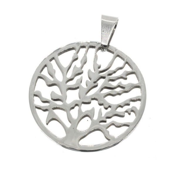 Stainless Steel Pendant - Tree of Life Steel-32mm