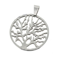 Stainless Steel Pendant - Tree of Life Steel-32mm
