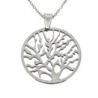 Stainless Steel Pendant - Tree of Life Steel-32mm