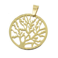 Stainless Steel Pendant - Tree of Life PVD-Gold-32mm