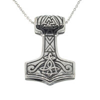 Edelstahlanhänger - Hammer mit Valknut 46 mm Stahl