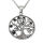 Stainless Steel Pendant Tree Of Life with Stones Steel-42mm-Black
