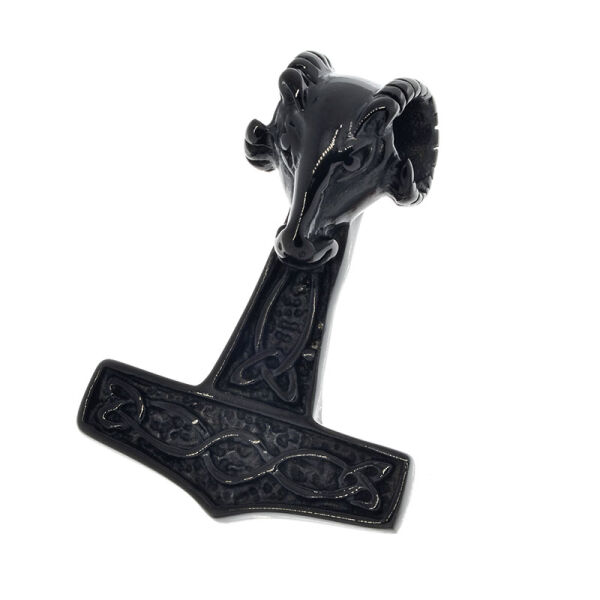 Thors Hammer mit Widderkopf Schwarz-32mm