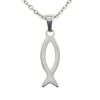Edelstahlanhänger - eucharistischer Fisch 26mm-Stahl