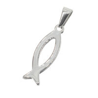 Edelstahlanhänger - eucharistischer Fisch 37mm-Stahl