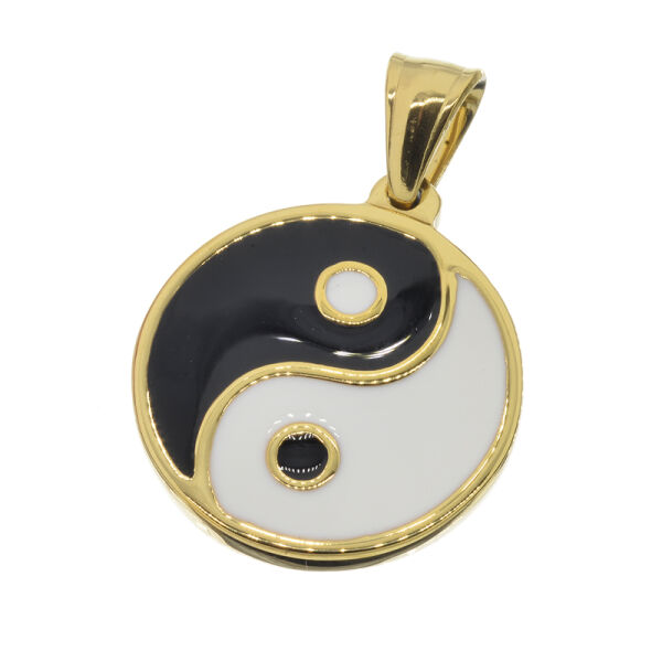 Stainless Steel Yin and Yang Pendant PVD-Gold-