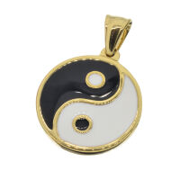 Stainless Steel Yin and Yang Pendant PVD-Gold-