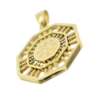 Edelstahlanhänger - Yin Yang Drehperlen Achteck PVD-Gold