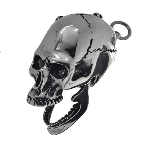 Edelstahlanhänger - Totenkopf mit klappbarem Unterkiefer