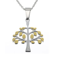 Edelstahlanhänger - Baum des Lebens  Bicolor Stahl/PVD-Gold-30mm