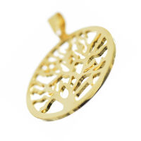 Stainless steel Pendant - Tree of Life, PVD-Gold-36mm, fixed eyelet