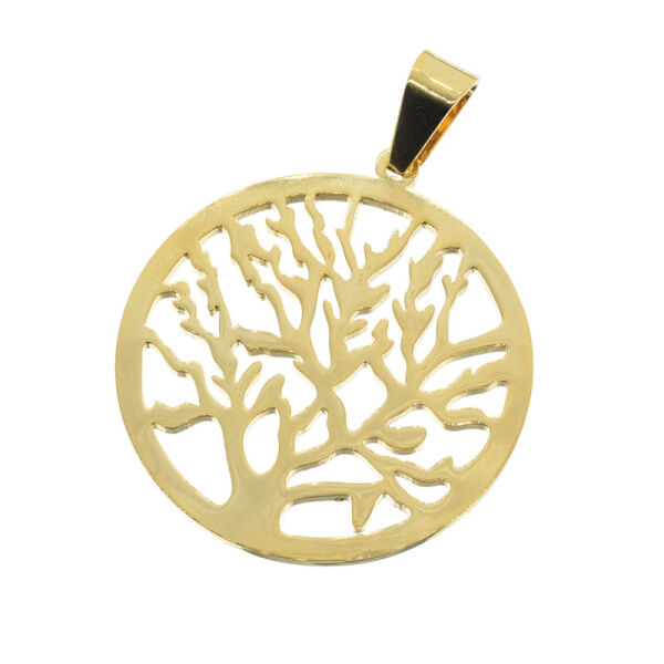 Stainless steel Pendant - Tree of Life, PVD-Gold-50mm, fixed eyelet