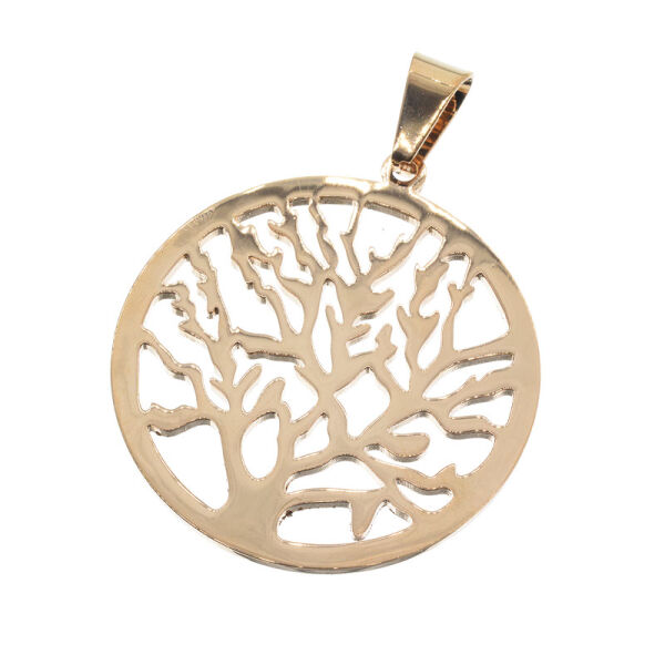 Stainless steel Pendant - Tree of Life, PVD-Roségold-50mm, fixed eyelet