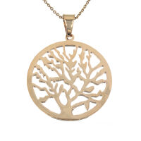 Stainless steel Pendant - Tree of Life, PVD-Roségold-50mm, fixed eyelet