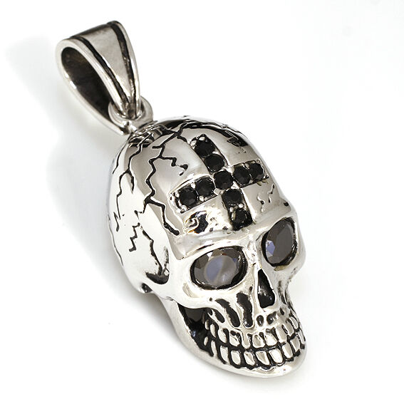 Stainless steel pendant – skull with rhinestones