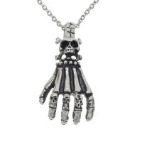 Stainless steel pendant - skeleton hand with skull D