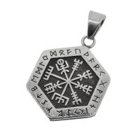 Stainless steel pendant - Vegvisir hexagonal