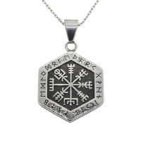 Stainless steel pendant - Vegvisir hexagonal