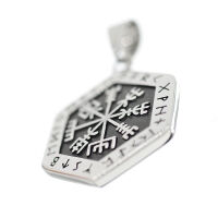 Stainless steel pendant - Vegvisir hexagonal