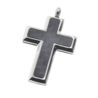 Edelstahlanhänger - Kreuz mit Carbon "Umbra" Stahl