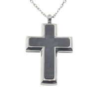 Edelstahlanhänger - Kreuz mit Carbon "Umbra" Stahl