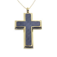 Edelstahlanhänger - Kreuz mit Carbon "Umbra" PVD-Gold