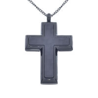 Edelstahlanhänger - Kreuz mit Carbon "Umbra" PVD-Schwarz