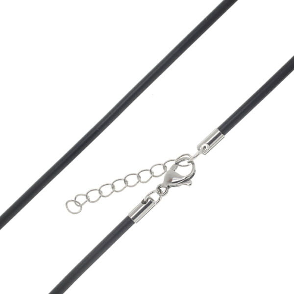 Vinylhalskette - Schwarz 3 mm-50 cm-Stahl