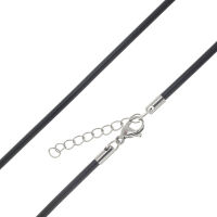 Vinylhalskette - Schwarz 3 mm-50 cm-Stahl