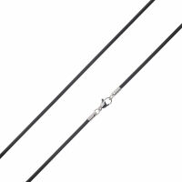 Vinylhalskette - Schwarz 3 mm-46 cm-Stahl