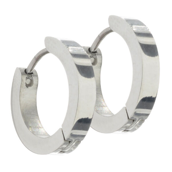 Stainless steel earring - Clip-on hoop 16 mm - flat Stainless steel 3 mm polished