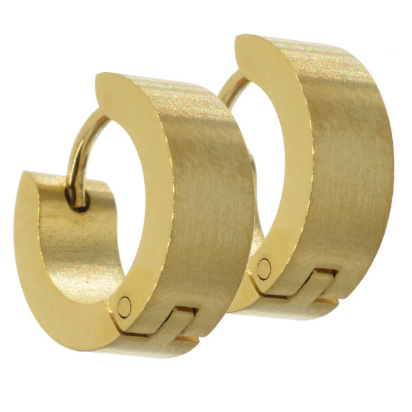 Stainless steel - folding hoop earring 13 mm PVD-Gold-5mm-Matt