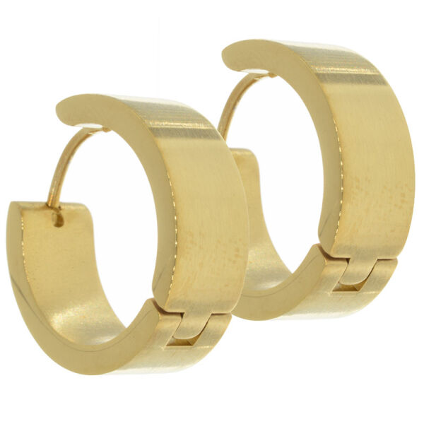 Stainless steel earring - Clip-on hoop 20 mm - flat PVD gold 7 mm matte
