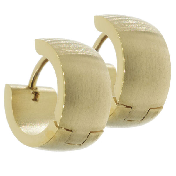 Edelstahlohrring- Klappcreole 13 mm - abgerundet PVD-Gold 7 mm mattiert